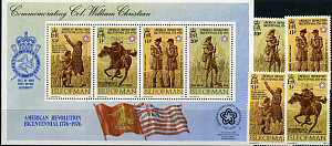 Мэн, 1976, 200 лет США, 4 марки+блок Мэн, 1976, 200 лет США, 4 марки+блок